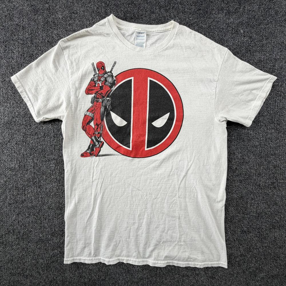Vintage Deadpool Shirt Mens Medium White Marvel Comic Tee Delta
